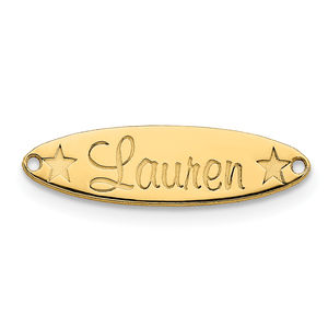 Sterling Silver/Gold-plated Small Oval with Stars Name Plate